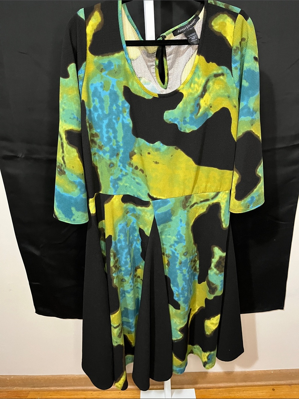 Ashley Stewart Black, Green & Blue Printed Jumpsuit
